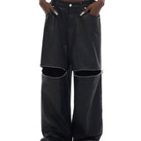 Coated Zip-Slit Jeans