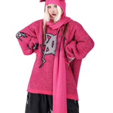 Graffiti Knit Hood-Scarf