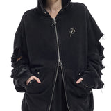 Deconstructed Zip-Up hoodie