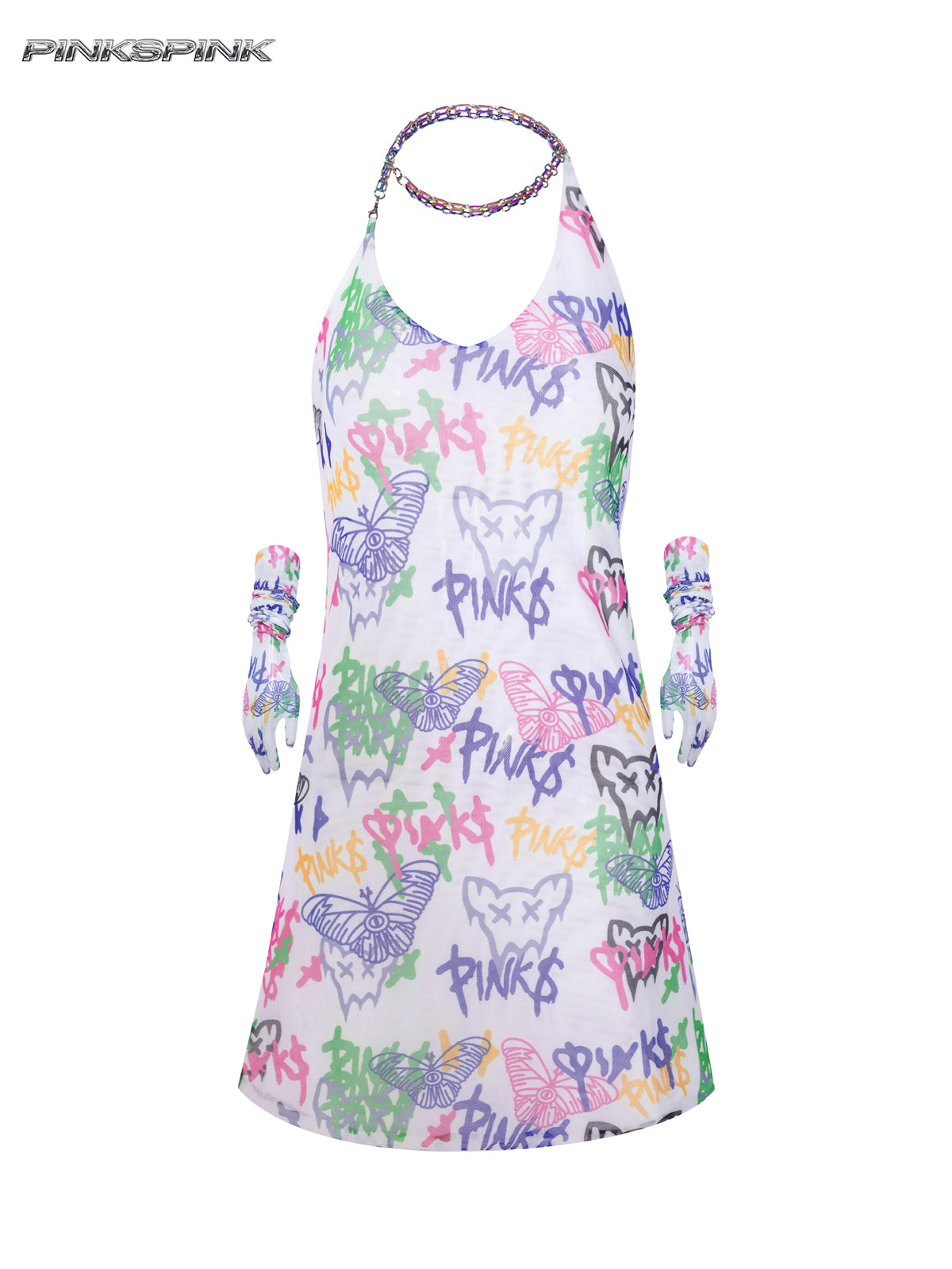 Graffiti mesh dress