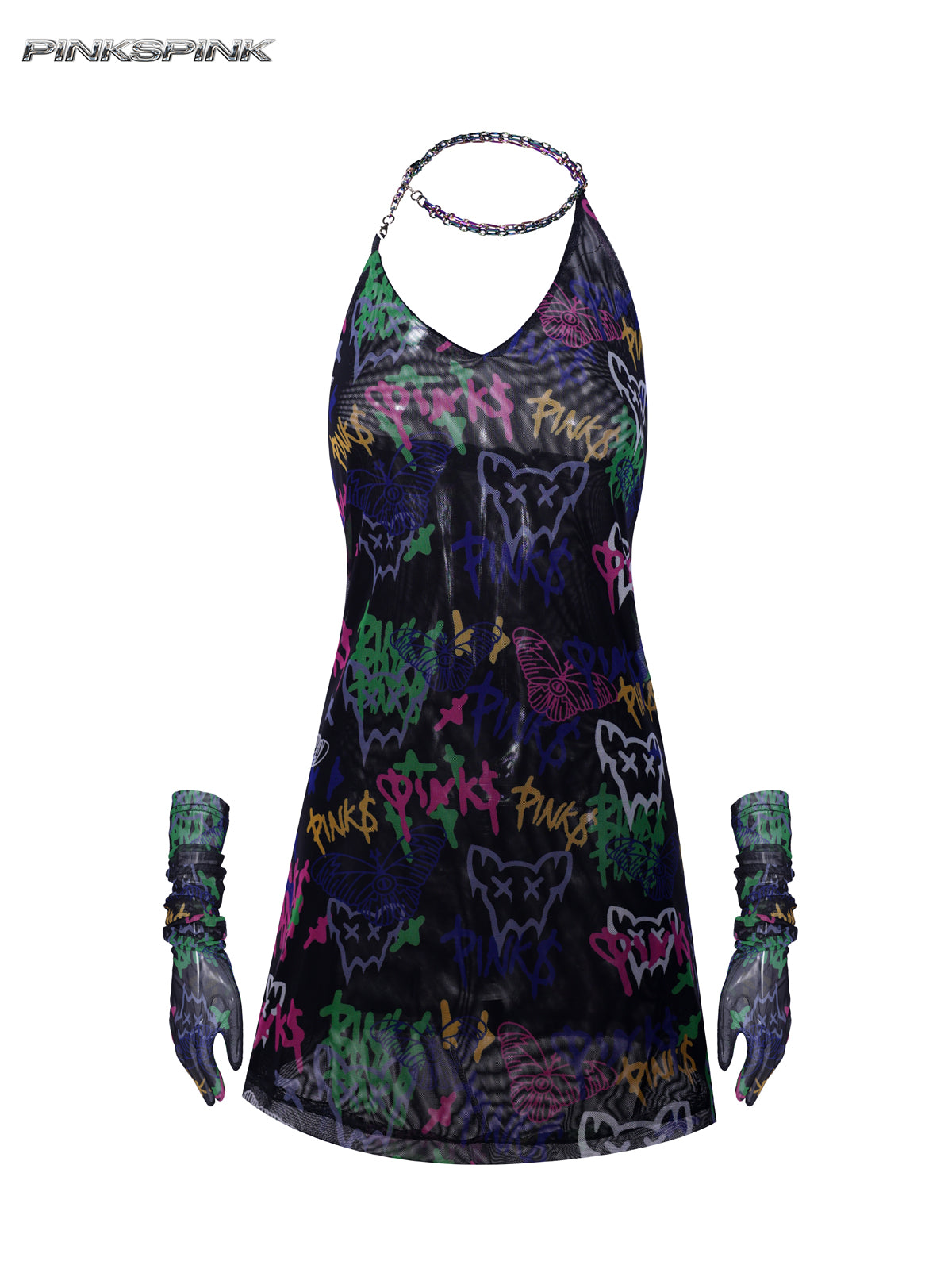 Graffiti mesh dress