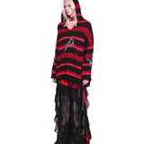 Distressed V-Neck Hoodie