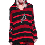 Distressed V-Neck Hoodie