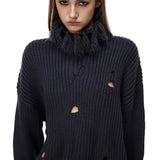 Fringed High-Neck Knit