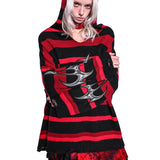 Distressed V-Neck Hoodie