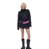 Fringed High-Neck Knit