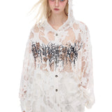 Burnout lace hoodie