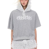 Lace cropped hoodie