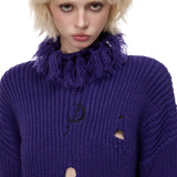 Fringed High-Neck Knit