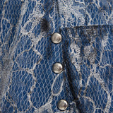 Lace denim shorts