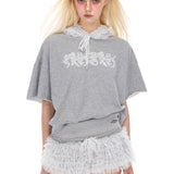 Lace cropped hoodie