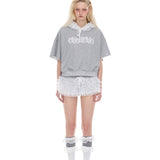 Lace cropped hoodie